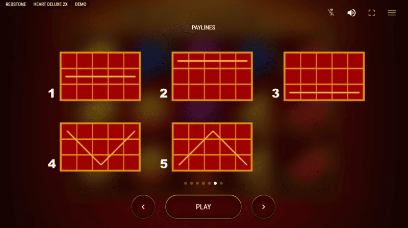 Heart Deluxe 2x - scéim cúig líne buaiteacha ó chlé go deas
